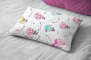 DIMcol Μαξιλαροθήκη Εμπριμέ kids The Floating Zoo 597 50X70 White-Pink 100% Cotton