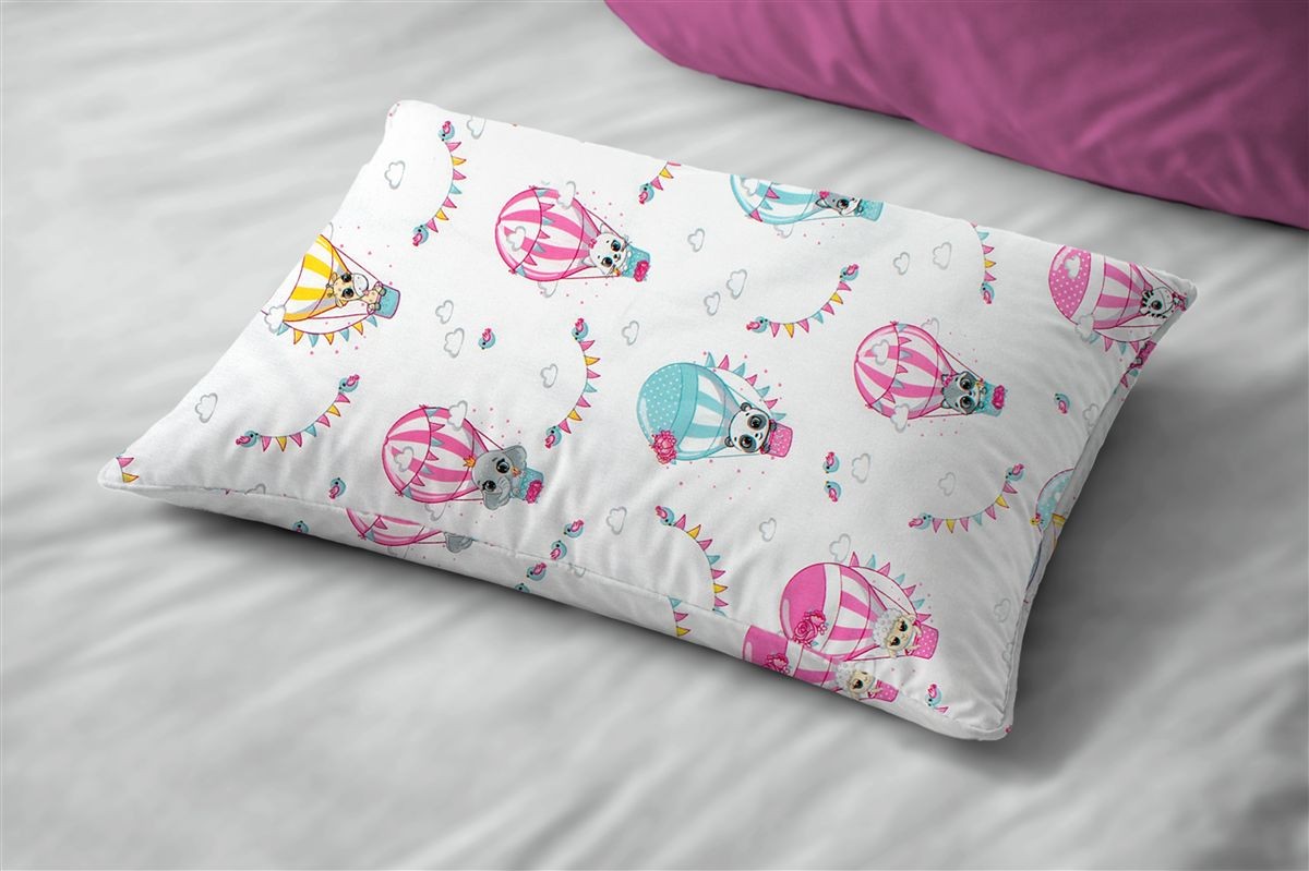 DIMcol Μαξιλαροθήκη Εμπριμέ kids The Floating Zoo 597 50X70 White-Pink 100% Cotton
