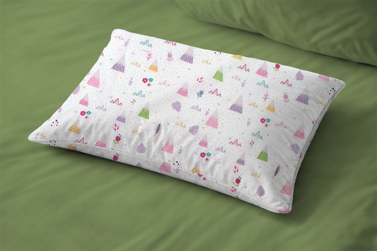 DIMcol Μαξιλαροθήκη Εμπριμέ kids Whimsical Mountainside 587 50X70 White-Pastel Lilac 100% Cotton
