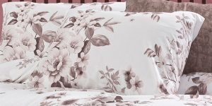 DIMcol Μαξιλαροθήκη Εμπριμέ Βερονίκη 488 50X70 White-Mocha 70/30 Cott/Pol