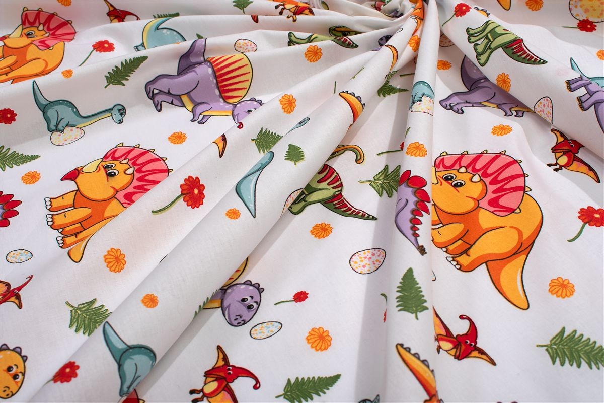DIMcol Πάνα Χασέ bebe Dinosaur 520 80x80 White-Orange 100% Cotton