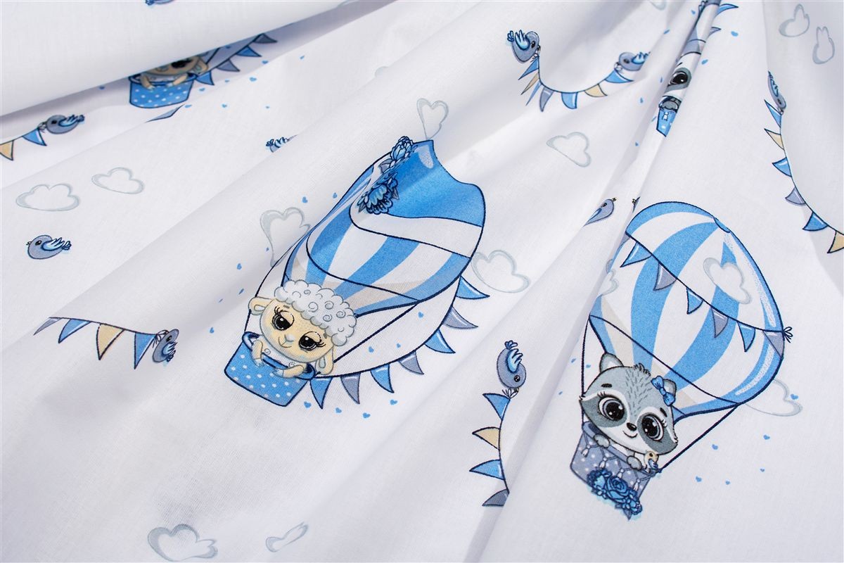 DIMcol Πάνα Χασέ bebe The Floating Zoo 596 80X80 White-Blue 100% Cotton