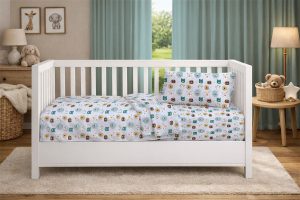 DIMcol Πάπλωμα Εμπριμέ bebe Big Cats 28 120X160 Light Aqua 100% Cotton