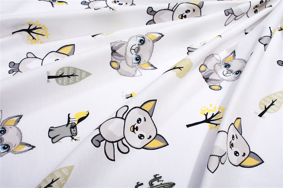DIMcol Παπλωματοθήκη Εμπριμέ bebe Baby Foxes 595 120X160 White-Grey 100% Cotton - Image 2