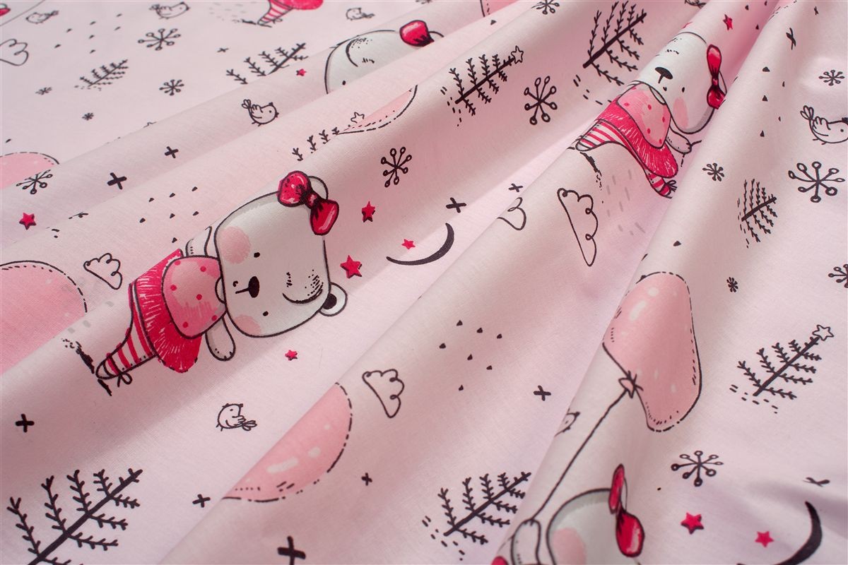 DIMcol Παπλωματοθήκη Εμπριμέ bebe Ballerina Bear 598 120X160 Pink 100% Cotton - Image 2