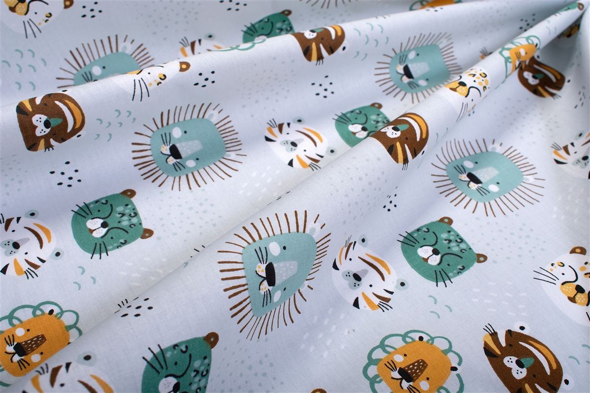 DIMcol Παπλωματοθήκη Εμπριμέ kids Big Cats 28 160X240 Light Aqua 100% Cotton - Image 2