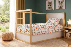 DIMcol Παπλωματοθήκη Εμπριμέ kids Dinosaur 520 160x240 White-Orange 100% Cotton