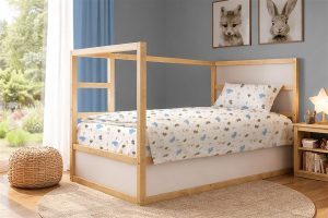 DIMcol Παπλωματοθήκη Εμπριμέ kids Happy Safari 711 160X240 White-Sky Blue 100% Cotton