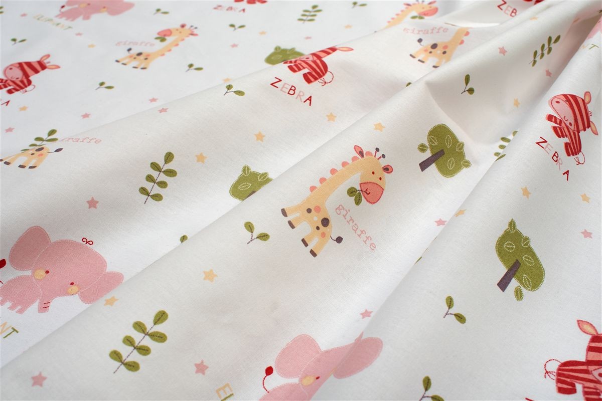 DIMcol Παπλωματοθήκη Εμπριμέ kids Happy Safari 712 160X240 White-Pink 100% Cotton - Image 2