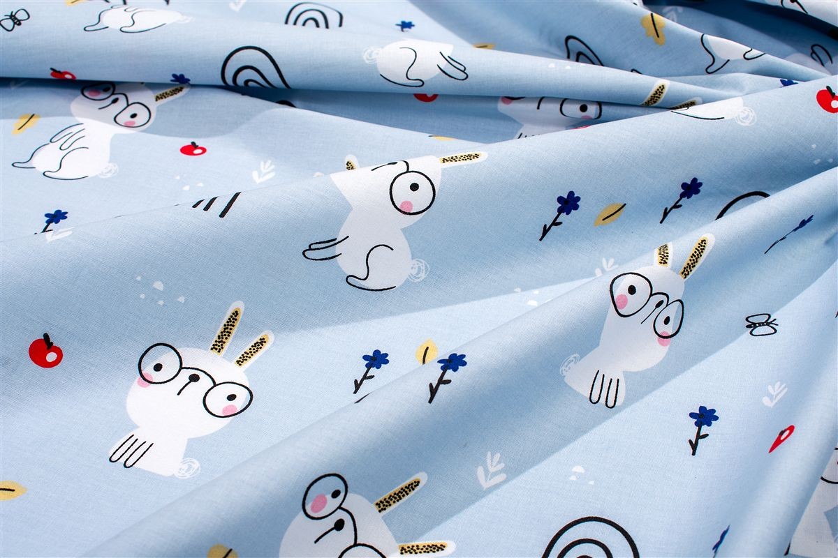 DIMcol Παπλωματοθήκη Εμπριμέ kids Rabbit Garden 584 160X240 Sky Blue 100% Cotton - Image 2