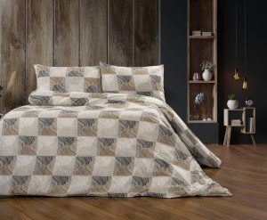 DIMcol Παπλωματοθήκη Εμπριμέ Κλεοπάτρα 609 220X240 Beige-Black 70/30 Cott/Pol