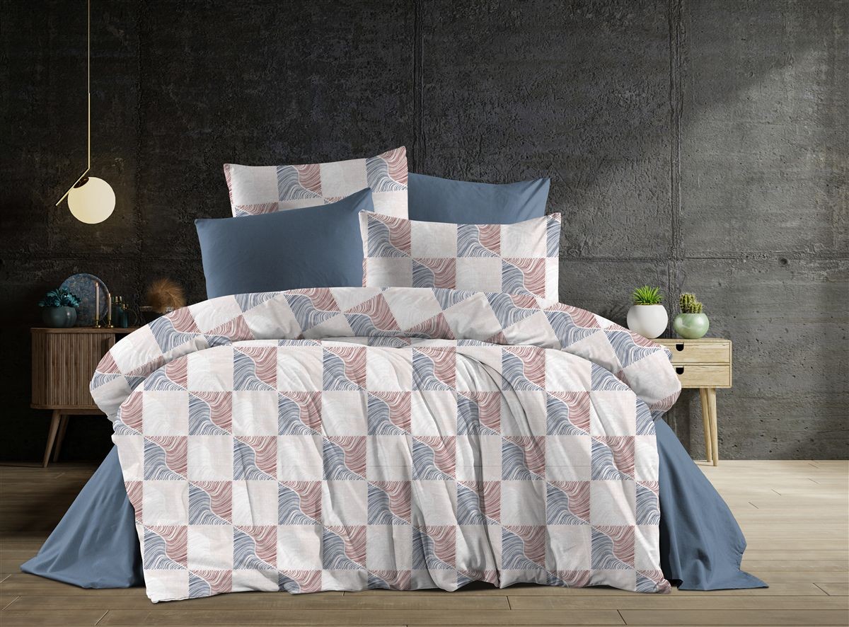 DIMcol Παπλωματοθήκη Εμπριμέ Κλεοπάτρα 610 220X240 Blue-Red 70/30 Cott/Pol