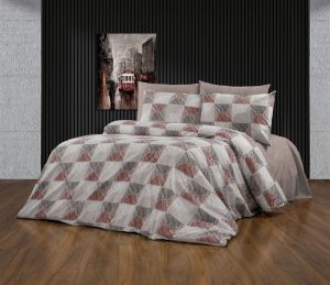 DIMcol Παπλωματοθήκη Εμπριμέ Κλεοπάτρα 611 220X240 Red-Black 70/30 Cott/Pol