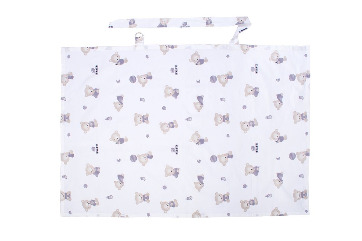 DIMcol Ποδιά Θηλασμού bebe Bear's Nest 05 105x70 White-Grey 100% Cotton - Image 2