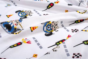 DIMcol Σεντονάκι Λίκνου bebe Animal Grand Prix 589 80X110 White-Blue 100% Cotton
