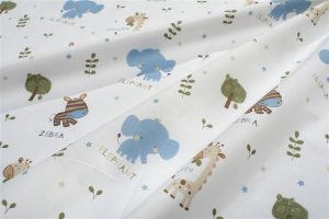 DIMcol Σεντονάκι Λίκνου bebe Happy Safari 711 80X110 White-Sky Blue 100% Cotton
