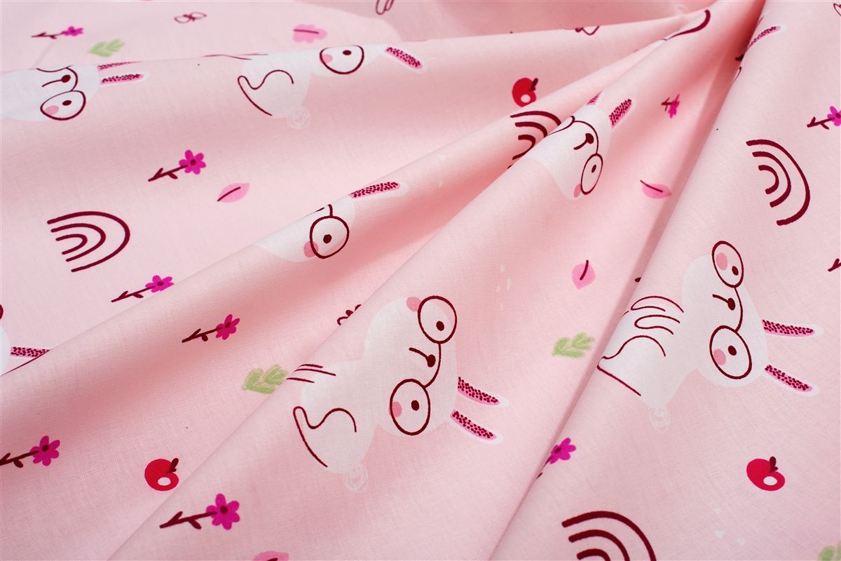 DIMcol Σεντονάκι Λίκνου bebe Rabbit Garden 585 80X110 Pink 100% Cotton