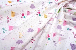 DIMcol Σεντονάκι Λίκνου bebe Whimsical Mountainside 587 80X110 White-Pastel Lilac 100% Cotton