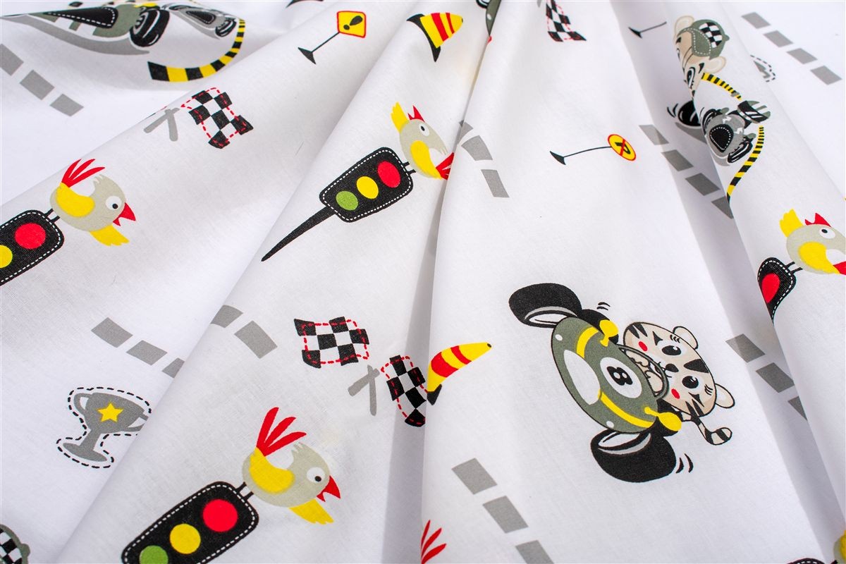 DIMcol Σεντόνια Εμπριμέ Σετ 2 τεμ kids Animal Grand Prix 590 160X240 White-Olive 100% Cotton - Image 2