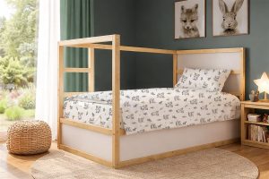 DIMcol Σεντόνια Εμπριμέ Σετ 2 τεμ kids Baby Foxes 595 160X240 White-Grey 100% Cotton
