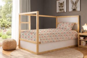 DIMcol Σεντόνια Εμπριμέ Σετ 2 τεμ kids Floating Bunny 714 160X240 Beige-Salmon 100% Cotton