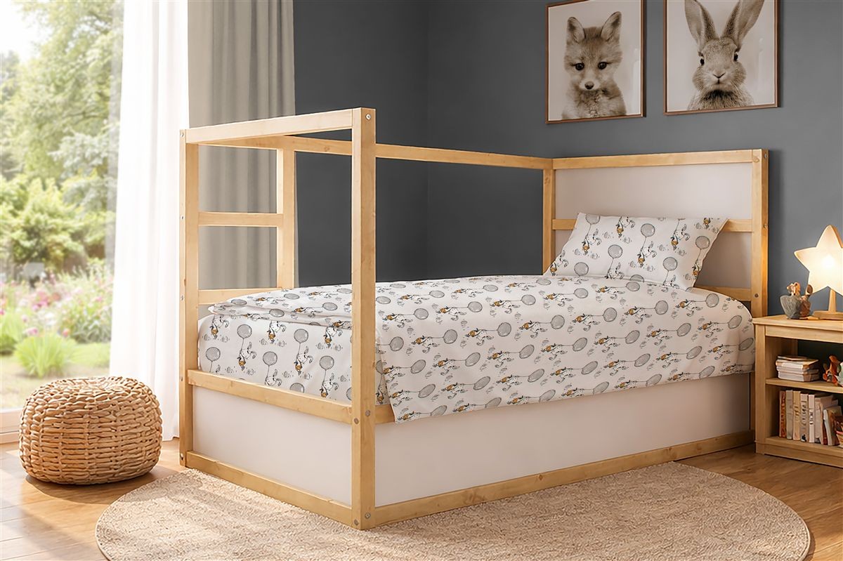 DIMcol Σεντόνια Εμπριμέ Σετ 2 τεμ kids Floating Bunny 715 160X240 Grey 100% Cotton