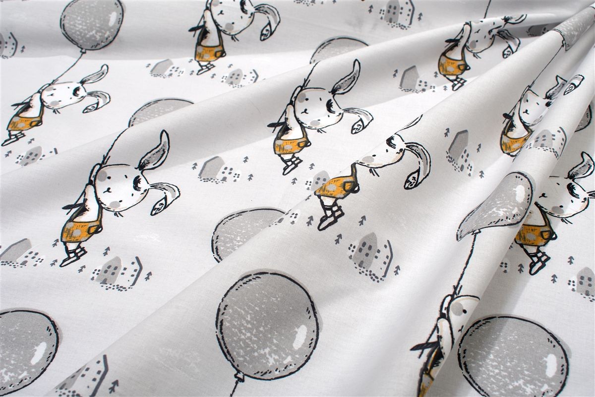DIMcol Σεντόνια Εμπριμέ Σετ 2 τεμ kids Floating Bunny 715 160X240 Grey 100% Cotton - Image 2