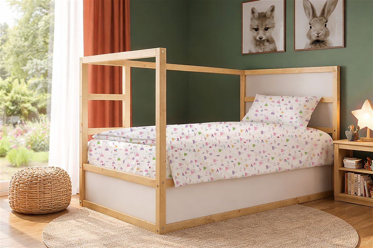 DIMcol Σεντόνια Εμπριμέ Σετ 2 τεμ kids Whimsical Mountainside 587 160X240 White-Pastel Lilac 100% Cotton