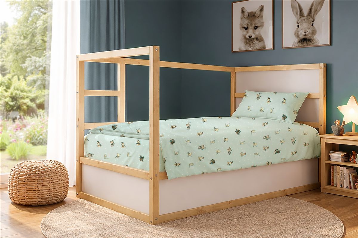 DIMcol Σεντόνια Εμπριμέ Σετ 3 τεμ kids Bear's Playtime 593 160X240 Mint 100% Cotton