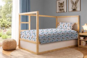 DIMcol Σεντόνια Εμπριμέ Σετ 3 τεμ kids Big Cats 28 160X240 Light Aqua 100% Cotton