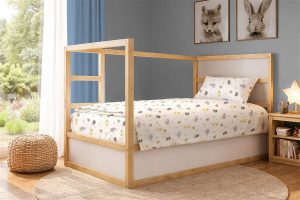 DIMcol Σεντόνια Εμπριμέ Σετ 3 τεμ kids Happy Safari 713 160X240 White-Grey 100% Cotton