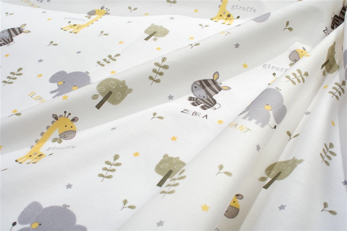 DIMcol Σεντόνια Εμπριμέ Σετ 3 τεμ kids Happy Safari 713 160X240 White-Grey 100% Cotton - Image 2