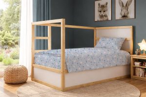 DIMcol Σεντόνια Εμπριμέ Σετ 3 τεμ kids Rabbit Garden 584 160X240 Sky Blue 100% Cotton