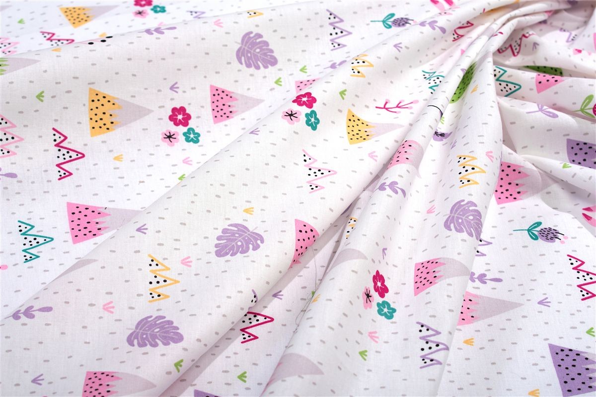 DIMcol Σεντόνια Εμπριμέ Σετ 3 τεμ kids Whimsical Mountainside 587 160X240 White-Pastel Lilac 100% Cotton - Image 2