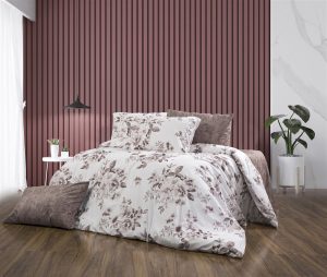 DIMcol Σεντόνια Εμπριμέ Σετ 4 τεμ Βερονίκη 488 240X270 White-Mocha 70/30 Cott/Pol