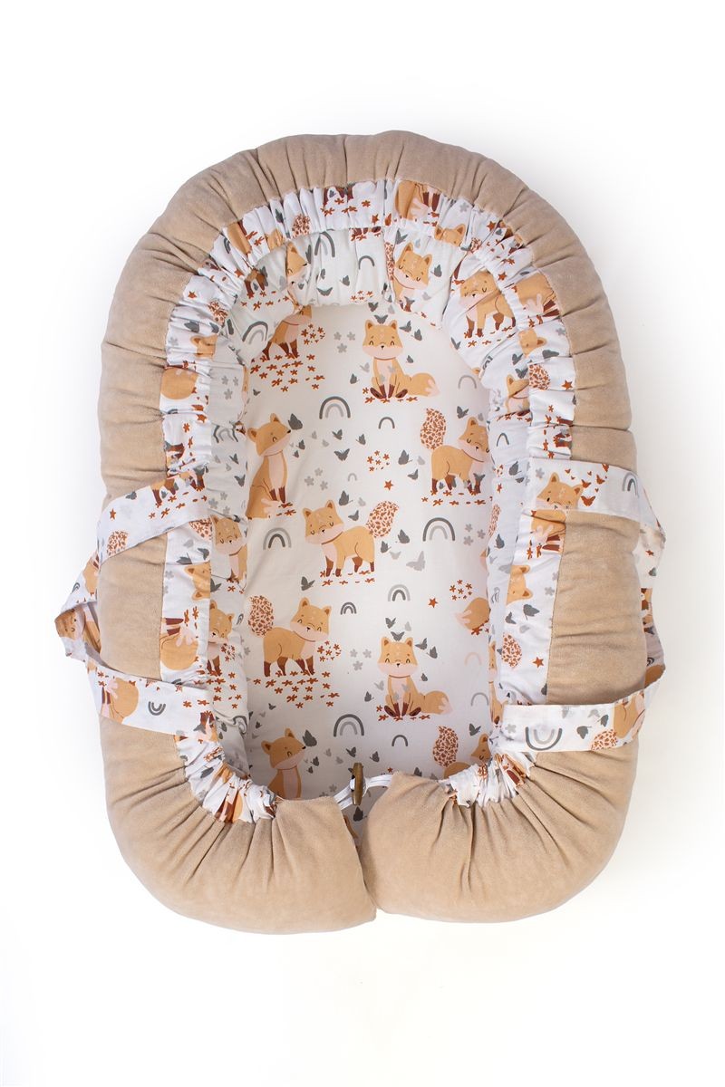 DIMcol Φωλιά Ύπνου bebe Cute Fox 02 85x60x15 White-Beige 100% Cotton