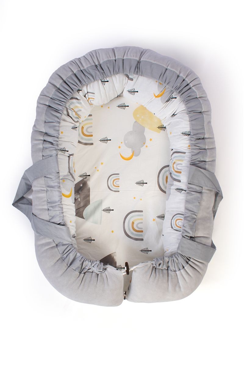 DIMcol Φωλιά Ύπνου bebe Rainbow 01 85x60x15 White-Grey 100% Cotton