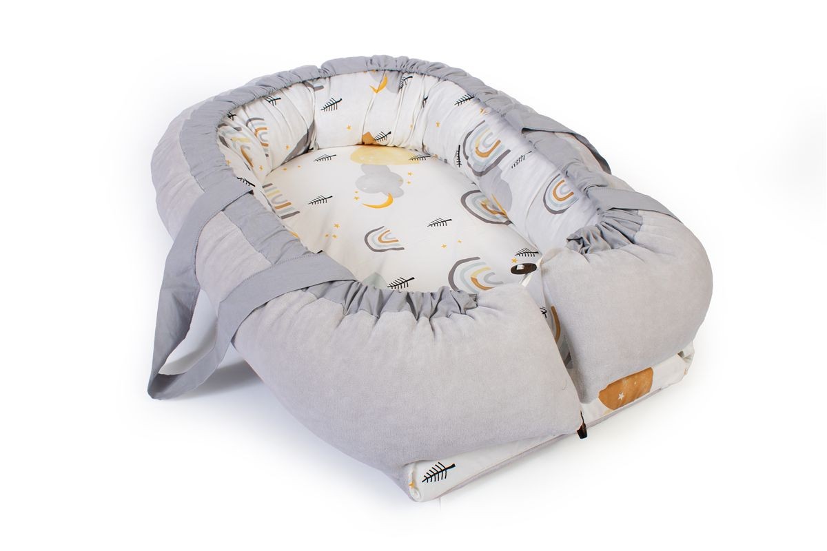 DIMcol Φωλιά Ύπνου bebe Rainbow 01 85x60x15 White-Grey 100% Cotton - Image 2