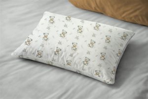 DIMcol Μαξιλαροθήκη Εμπριμέ bebe Newborn Bear 717 35x45 White-Grey 100% Cotton