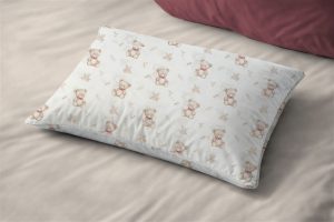 DIMcol Μαξιλαροθήκη Εμπριμέ kids Newborn Bear 716 50x70 White-Beige 100% Cotton