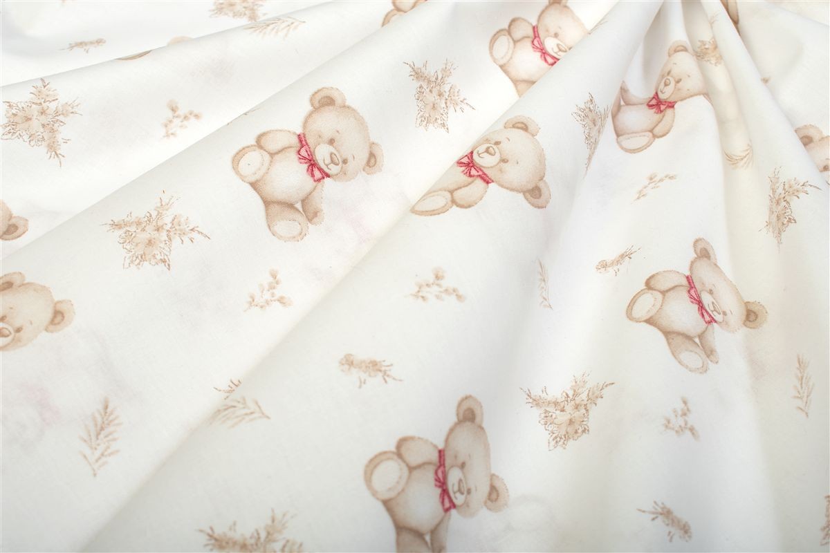 DIMcol Σεντόνια Εμπριμέ Σετ 3 τεμ bebe Newborn Bear 716 120x160 White-Beige 100% Cotton - Image 2