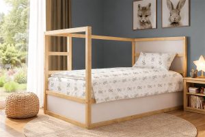 DIMcol Σεντόνια Εμπριμέ Σετ 3 τεμ kids Newborn Bear 717 160x240 White-Grey 100% Cotton