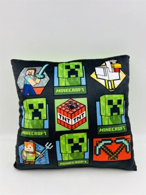 DIMcol Βελούδινο Μαξιλάρι Mojang Minecraft 607 38X38 Light Green-Black 100% Velboa