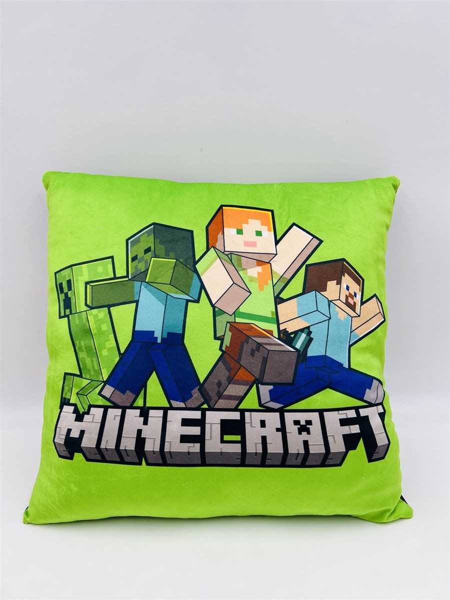 DIMcol Βελούδινο Μαξιλάρι Mojang Minecraft 607 38X38 Light Green-Black 100% Velboa - Image 2