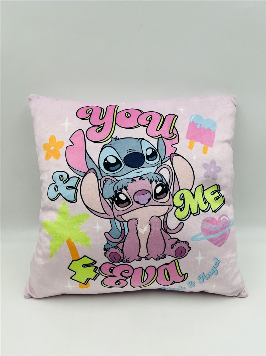 DIMcol Βελούδινο Μαξιλάρι Disney Home Stitch & Angel 614 38X38 Baby Pink 100% Velboa