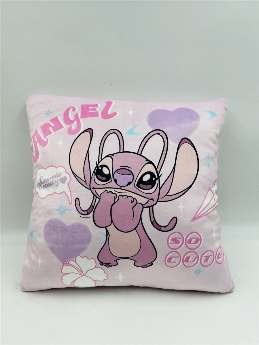DIMcol Βελούδινο Μαξιλάρι Disney Home Stitch & Angel 614 38X38 Baby Pink 100% Velboa - Image 2