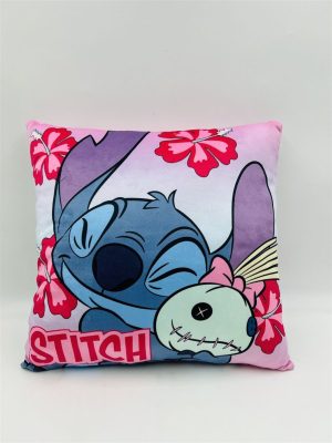 DIMcol Βελούδινο Μαξιλάρι Disney Home Stitch 613 38X38 Pink 100% Velboa