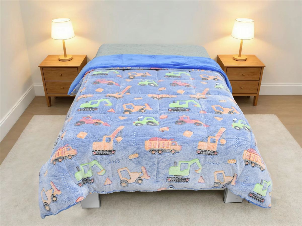 DIMcol Κουβερτοπάπλωμα φωσφορίζον Bulldozer 175x225 Blue 100% Polyester
