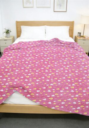 DIMcol Κουβέρτα Fleece φωσφορίζουσα Hearts 175x225 Pink 100% Polyester