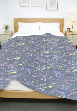 DIMcol Κουβέρτα Fleece φωσφορίζουσα Gamer 175x225 Dark Blue 100% Polyester